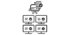 Icon of robot standing on top of 4 monitors. All with ticks
